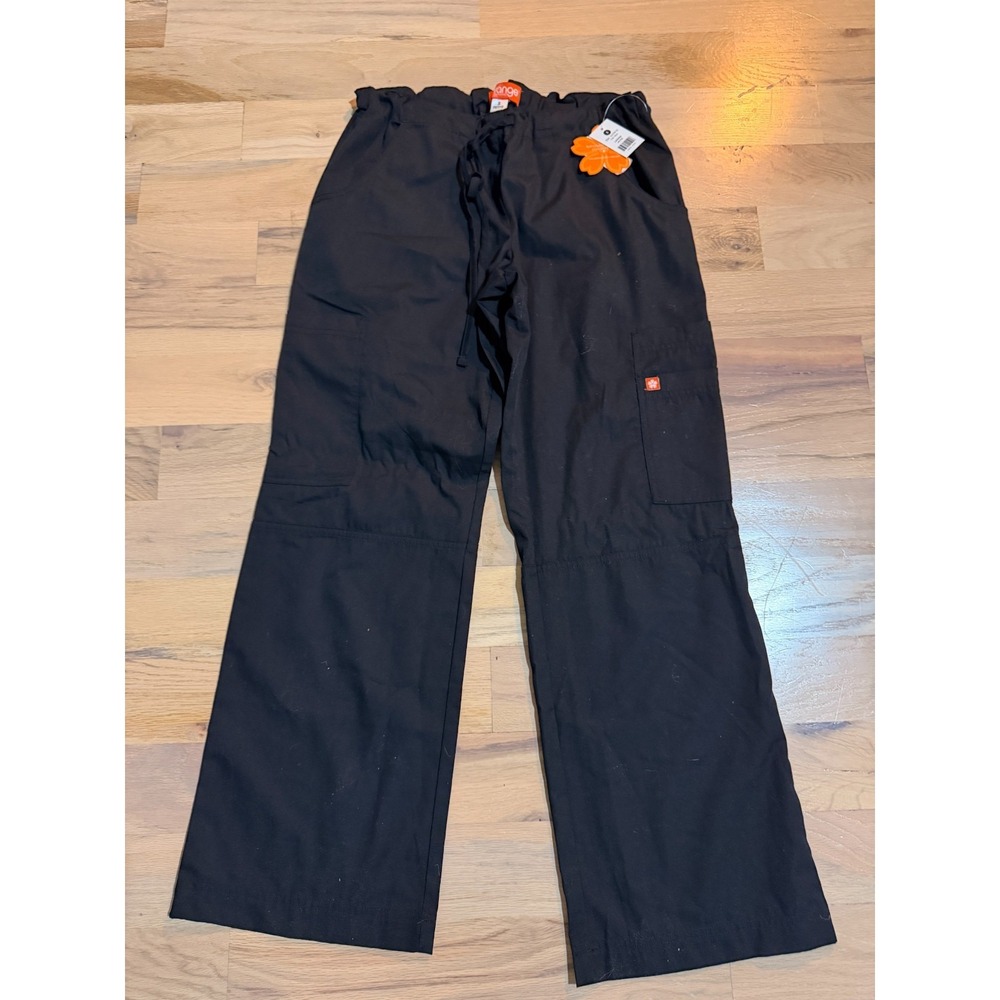 Orange Standard Black Laguna Scrub Pants Small Petite NWT